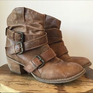 B.P. Leather Buckle Ankle Boot